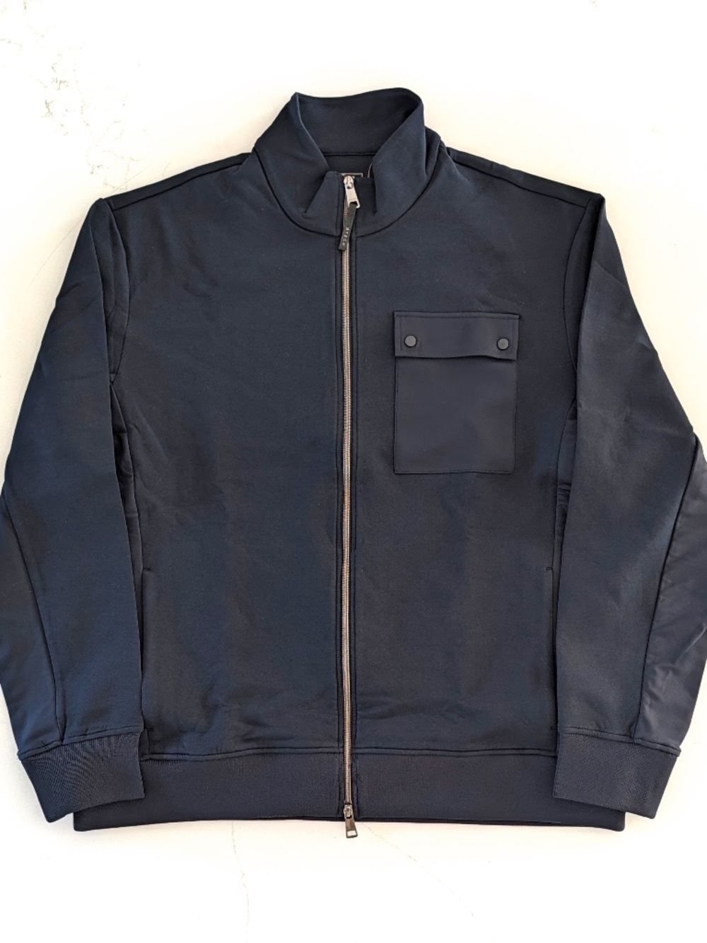 Boggi Milano B Tech Light Scuba Full Zip Jacket Mens XXL Navy Blue Cotton NWT